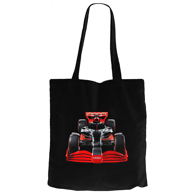 F1 Audi Formula Siyah Fermuarlı Bez Çanta Gabardin