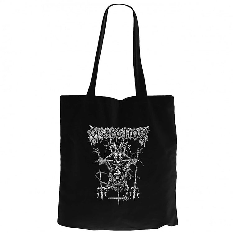 Dissection Satan Skull Siyah Fermuarlı Bez Çanta Gabardin