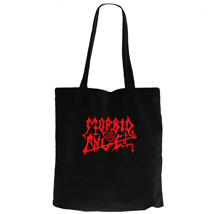 Morbid Angel Logo Siyah Fermuarlı Bez Çanta Gabardin