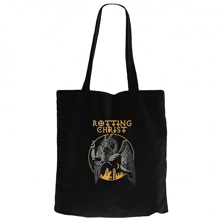 Rotting Christ Design Siyah Fermuarlı Bez Çanta Gabardin