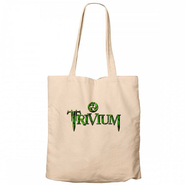 Trivium Logo Krem Fermuarlı Bez Çanta Gabardin