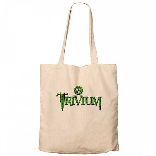 Trivium Logo Krem Fermuarlı Bez Çanta Gabardin