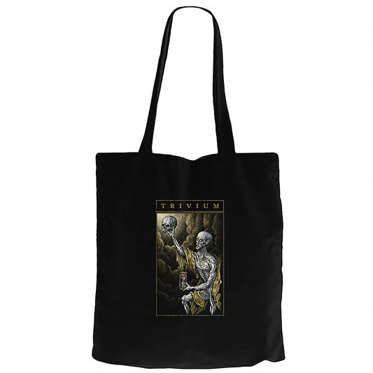 Trivium Skull Siyah Fermuarlı Bez Çanta Gabardin