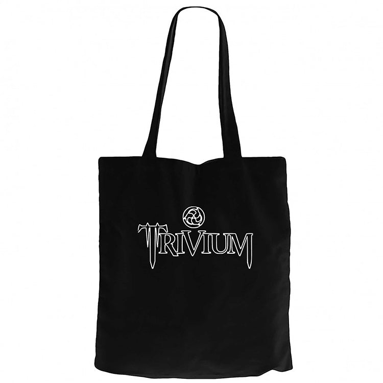 Trivium Logo Type Siyah Fermuarlı Bez Çanta Gabardin