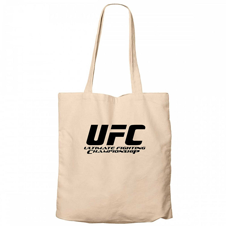 UFC LOGO Ultimate Championship Krem Fermuarlı Bez Çanta Gabardin
