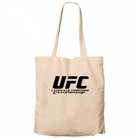 UFC LOGO Ultimate Championship Krem Fermuarlı Bez Çanta Gabardin