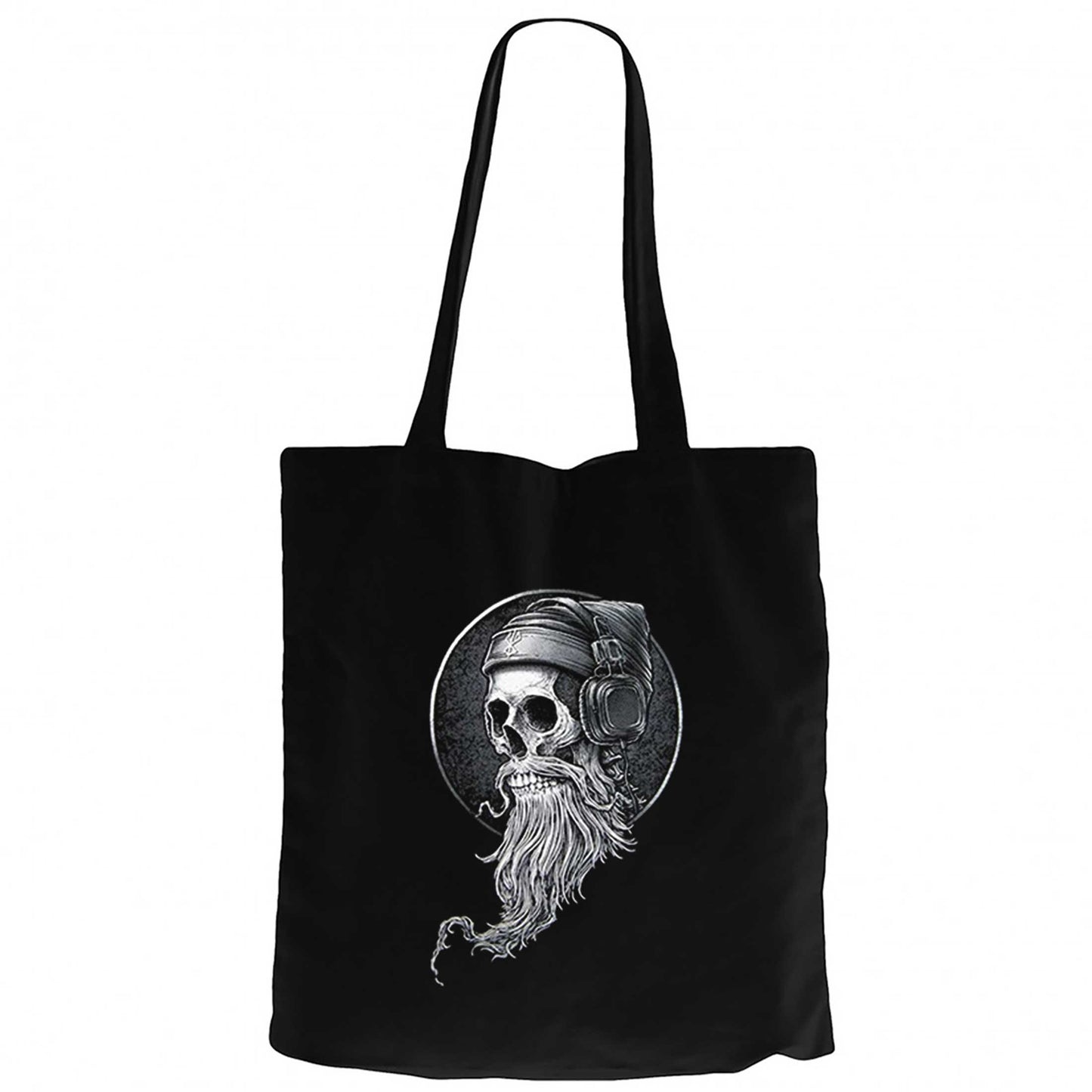 Skull Kuru Kafa Hippy Siyah Fermuarlı Bez Çanta Gabardin