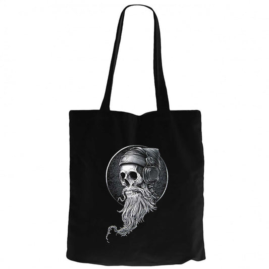 Skull Kuru Kafa Hippy Siyah Fermuarlı Bez Çanta Gabardin