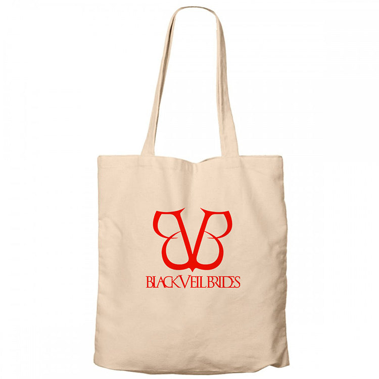 Black Veil Brides Band Logo Krem Fermuarlı Bez Çanta Gabardin