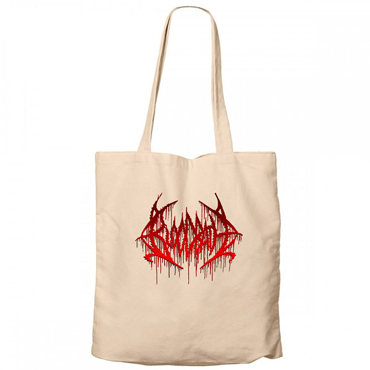 Bloodbath Logo Red Krem Fermuarlı Bez Çanta Gabardin