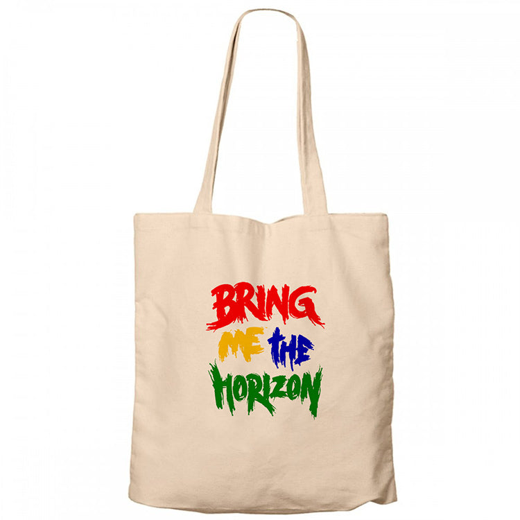 Bring Me The Horizon Rainbow Krem Fermuarlı Bez Çanta Gabardin