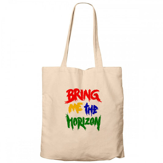 Bring Me The Horizon Rainbow Krem Fermuarlı Bez Çanta Gabardin