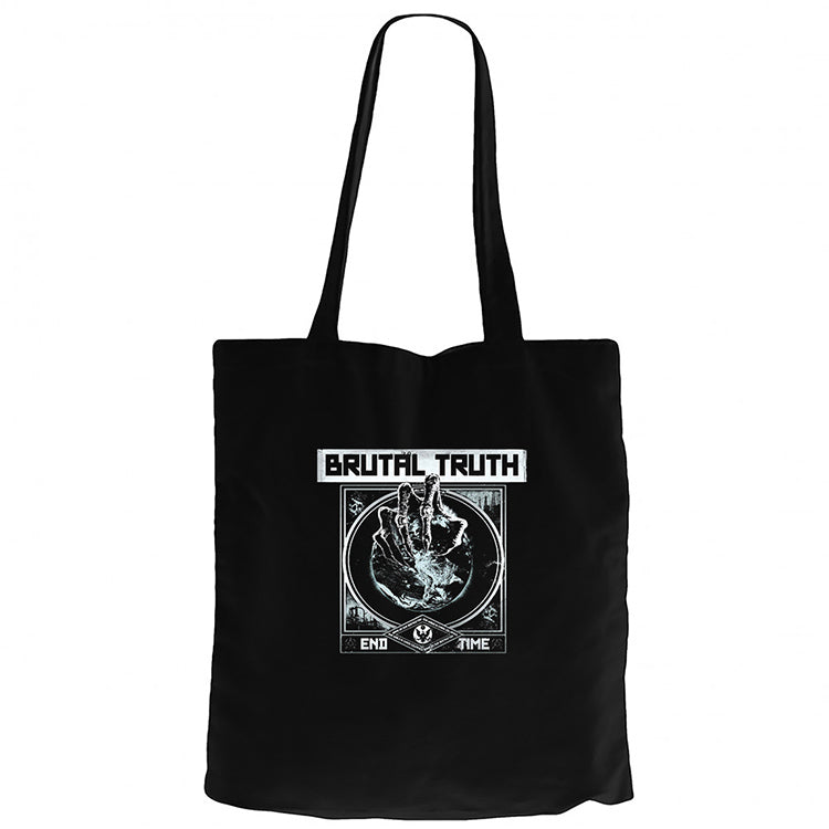 Brutal Truth end Time Siyah Fermuarlı Bez Çanta Gabardin