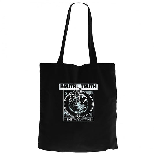 Brutal Truth end Time Siyah Fermuarlı Bez Çanta Gabardin