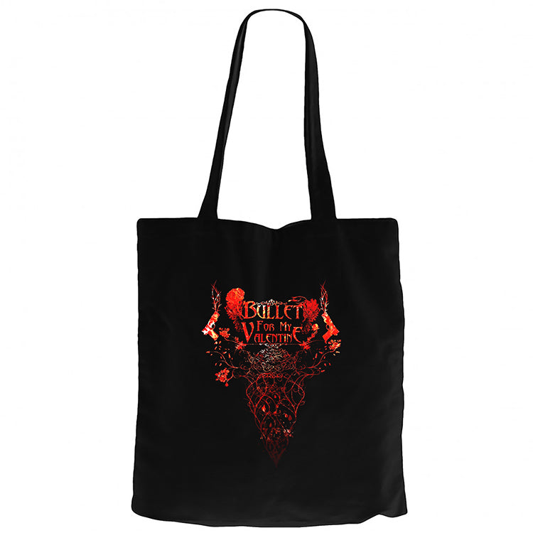 Bullet For My Valentine Rose Siyah Fermuarlı Bez Çanta Gabardin