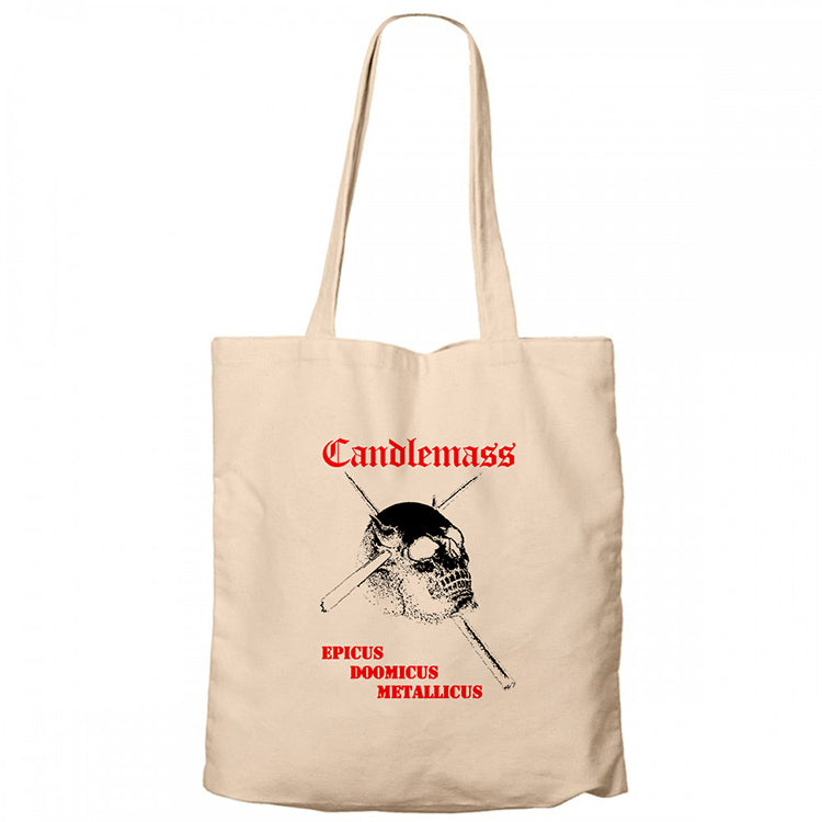 Candlemass Epicus Doomicus Metallicus Krem Fermuarlı Bez Çanta Gabardin