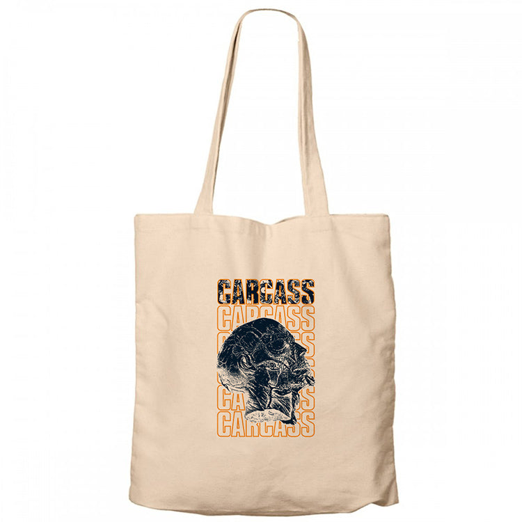 Carcass Human Krem Fermuarlı Bez Çanta Gabardin