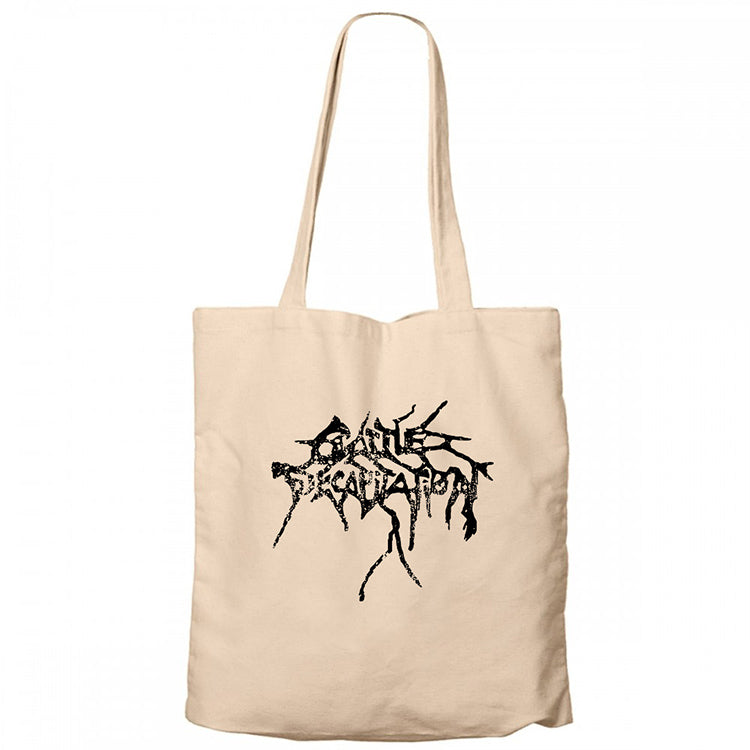 Cattle Decapitation Logo Krem Fermuarlı Bez Çanta Gabardin