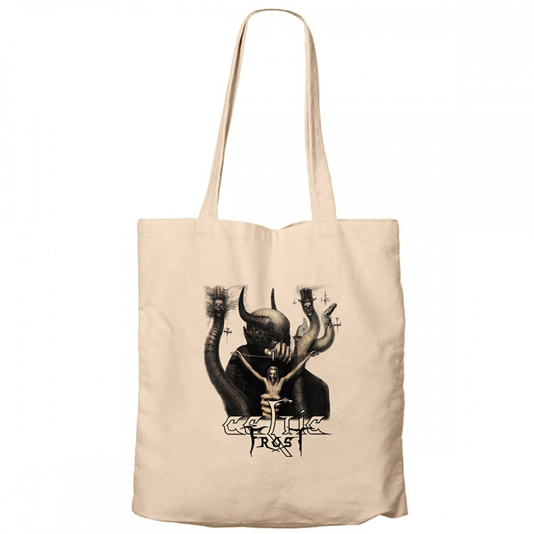 Celtic Frost To Mega Therion Krem Fermuarlı Bez Çanta Gabardin
