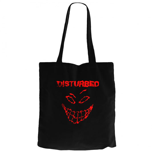 Disturbed Logo Essential Siyah Fermuarlı Bez Çanta Gabardin