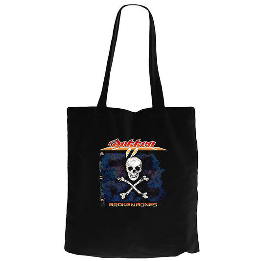 Dokken Broken Bones Siyah Fermuarlı Bez Çanta Gabardin