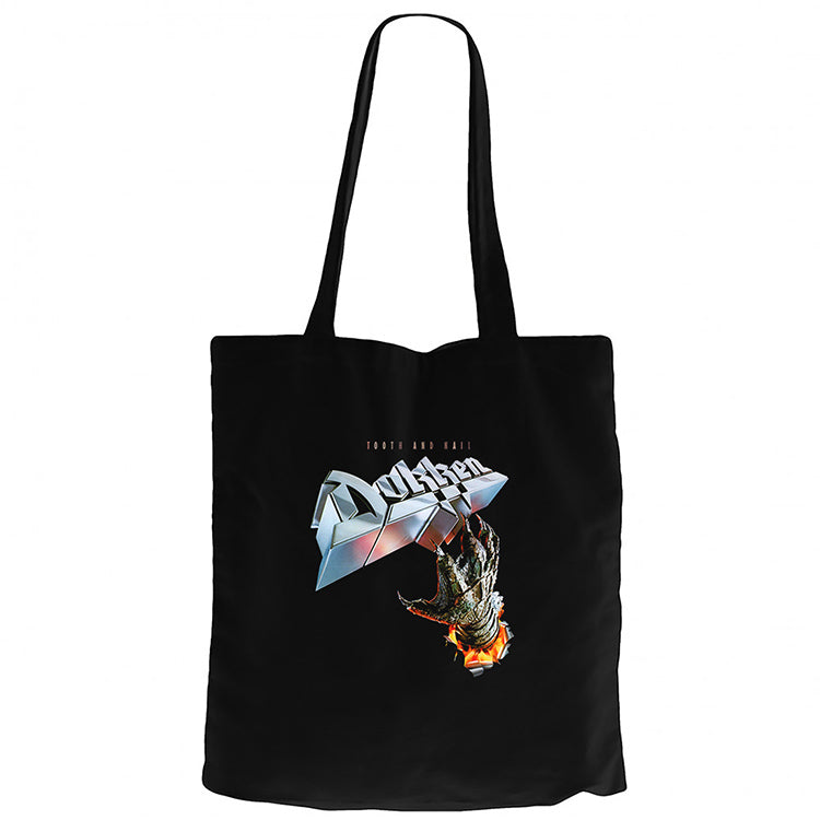 Dokken Tooth And Nail Siyah Fermuarlı Bez Çanta Gabardin