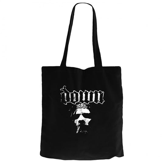 Down Jesus Face Siyah Fermuarlı Bez Çanta Gabardin