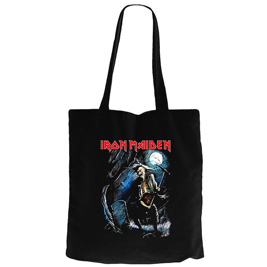 Iron Maiden Benjamin Siyah Fermuarlı Bez Çanta Gabardin