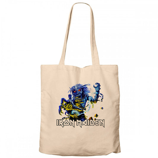 Iron Maiden Sleeve Krem Fermuarlı Bez Çanta Gabardin