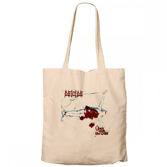 Deicide Once Upon the Cross Krem Fermuarlı Bez Çanta Gabardin