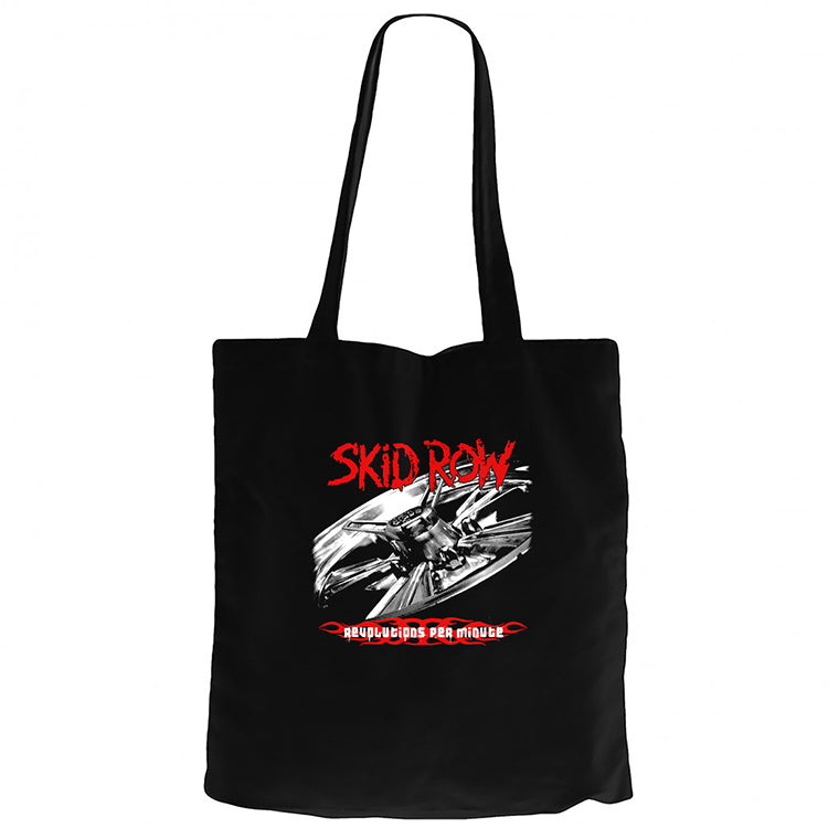 Skid Row Revolutions Per Minute Siyah Fermuarlı Bez Çanta Gabardin