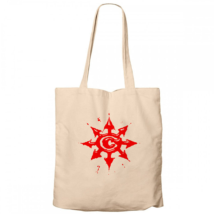 Chimaira Logo Red Krem Fermuarlı Bez Çanta Gabardin