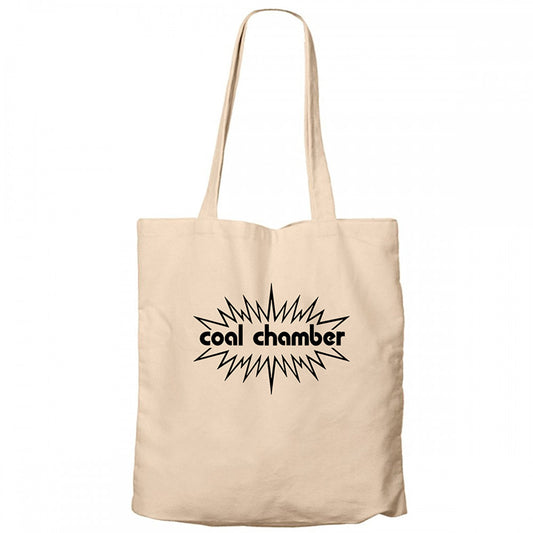 Coal Chamber Logo Krem Fermuarlı Bez Çanta Gabardin