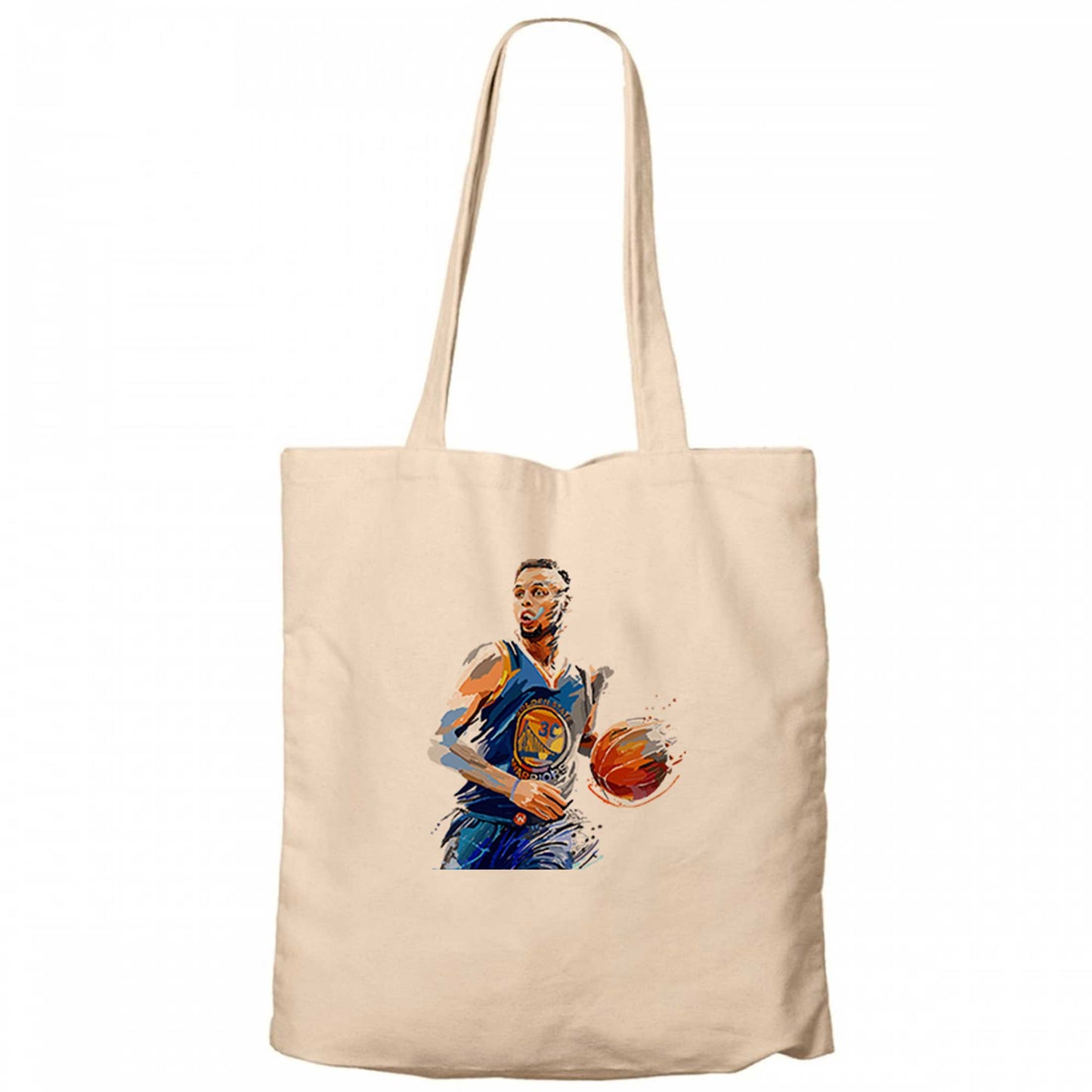 Stephen Curry Blue Silhouette Krem Fermuarlı Bez Çanta Gabardin