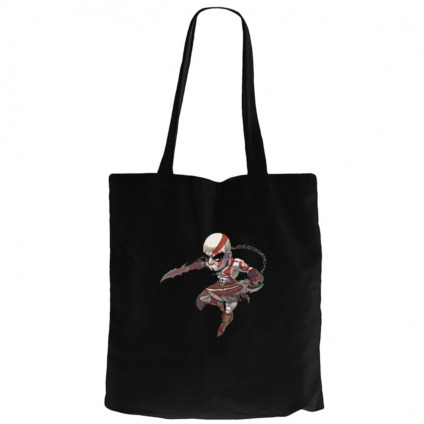 God Of War Kratos Cartoon Siyah Fermuarlı Bez Çanta Gabardin