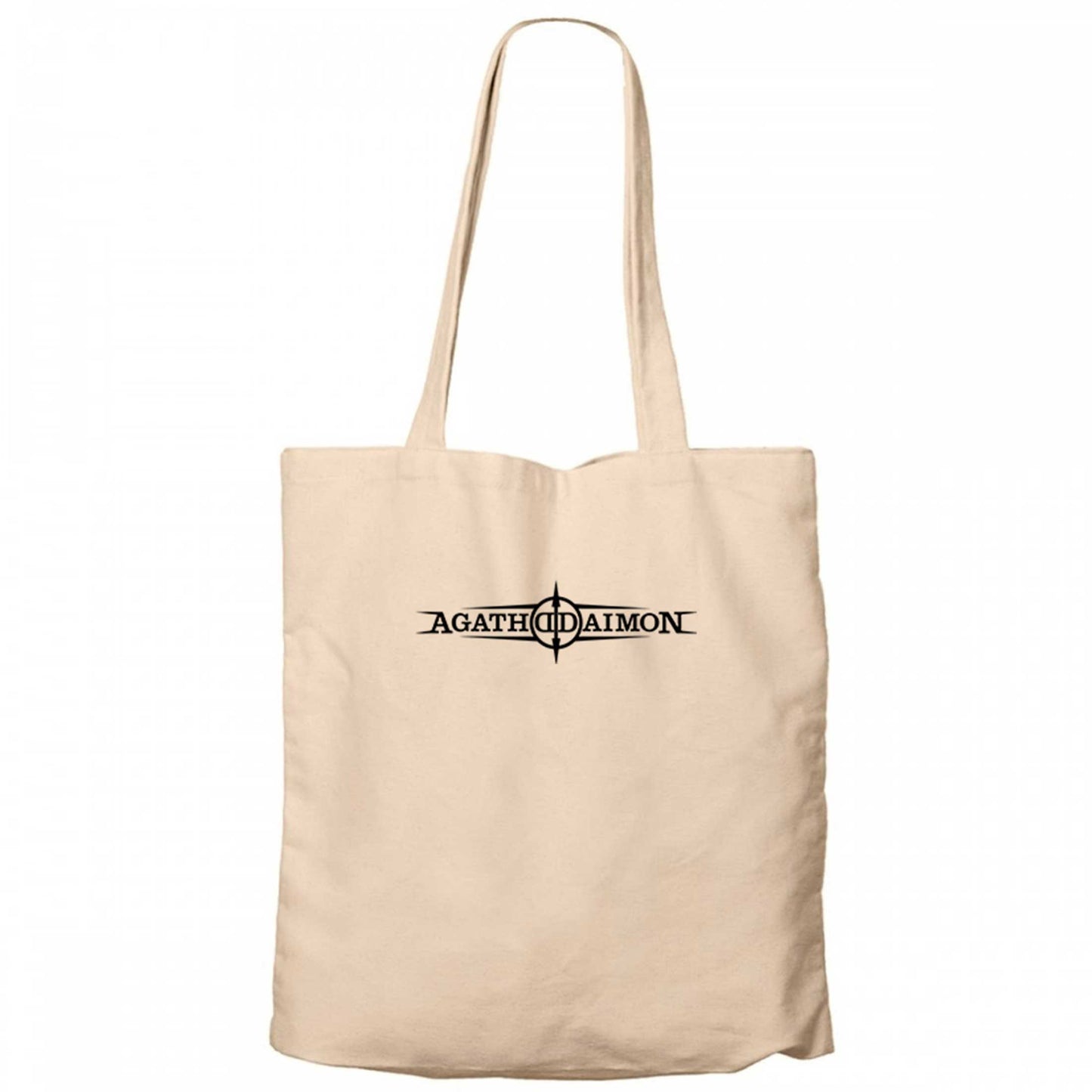 Agathodaimon Logo Krem Fermuarlı Bez Çanta Gabardin