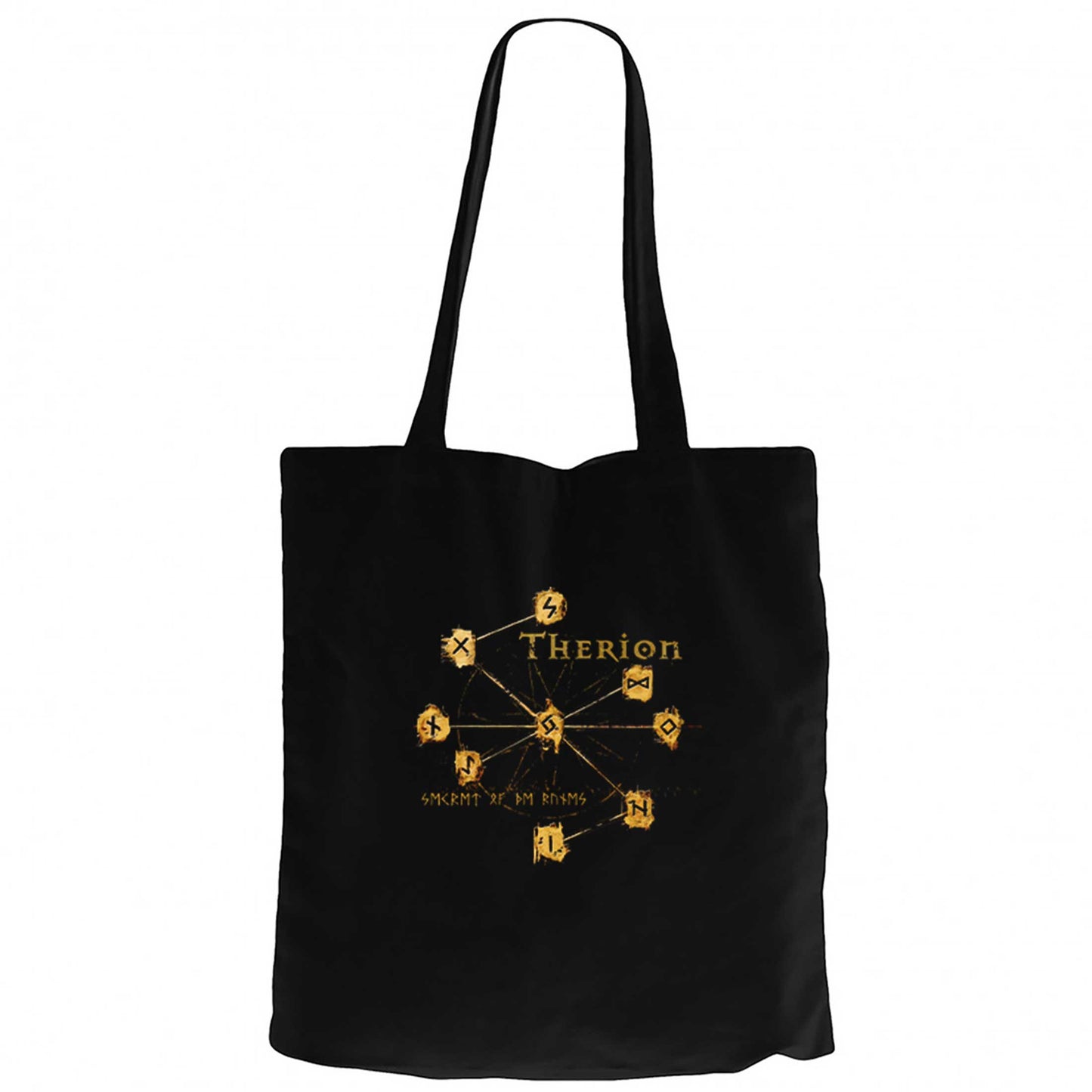 Therion Secret of the Runes Siyah Fermuarlı Bez Çanta Gabardin