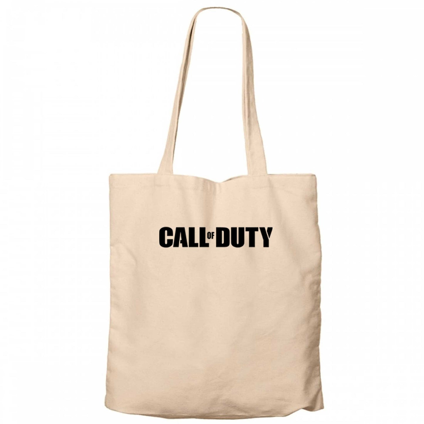 Call Of Duty Black Text Krem Fermuarlı Bez Çanta Gabardin