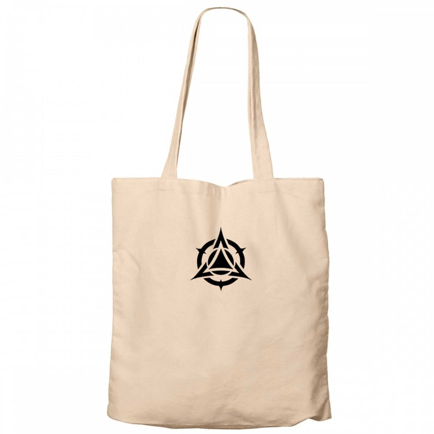 Black Triangle Circle Krem Fermuarlı Bez Çanta Gabardin