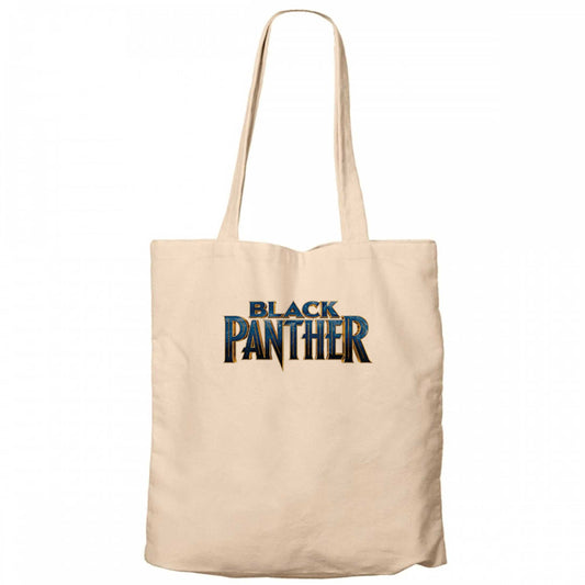 Black Panter Blue Text Krem Kanvas Bez Çanta