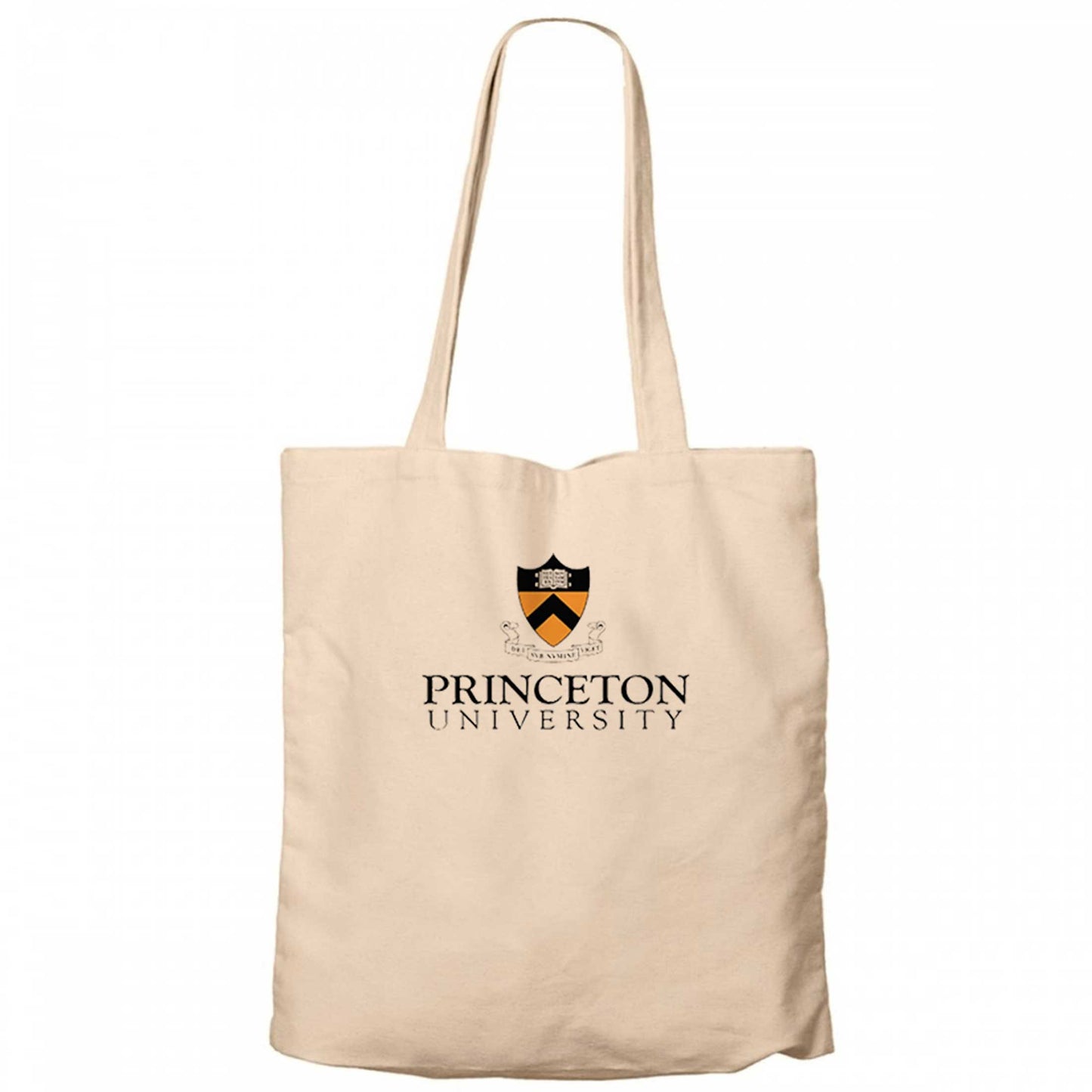 Princeton University Text Logo Krem Fermuarlı Bez Çanta Gabardin