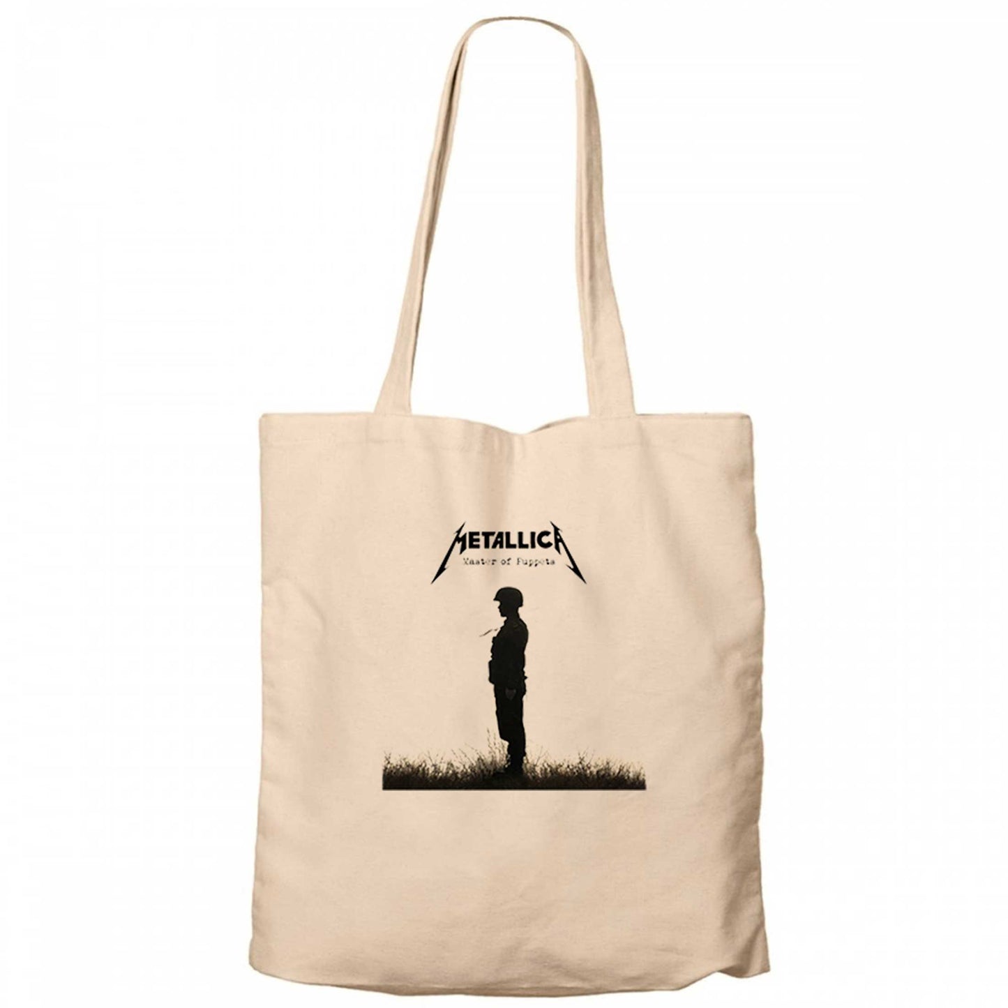 Metallica Master Of Puppets Metal Soldier Krem Fermuarlı Bez Çanta Gabardin