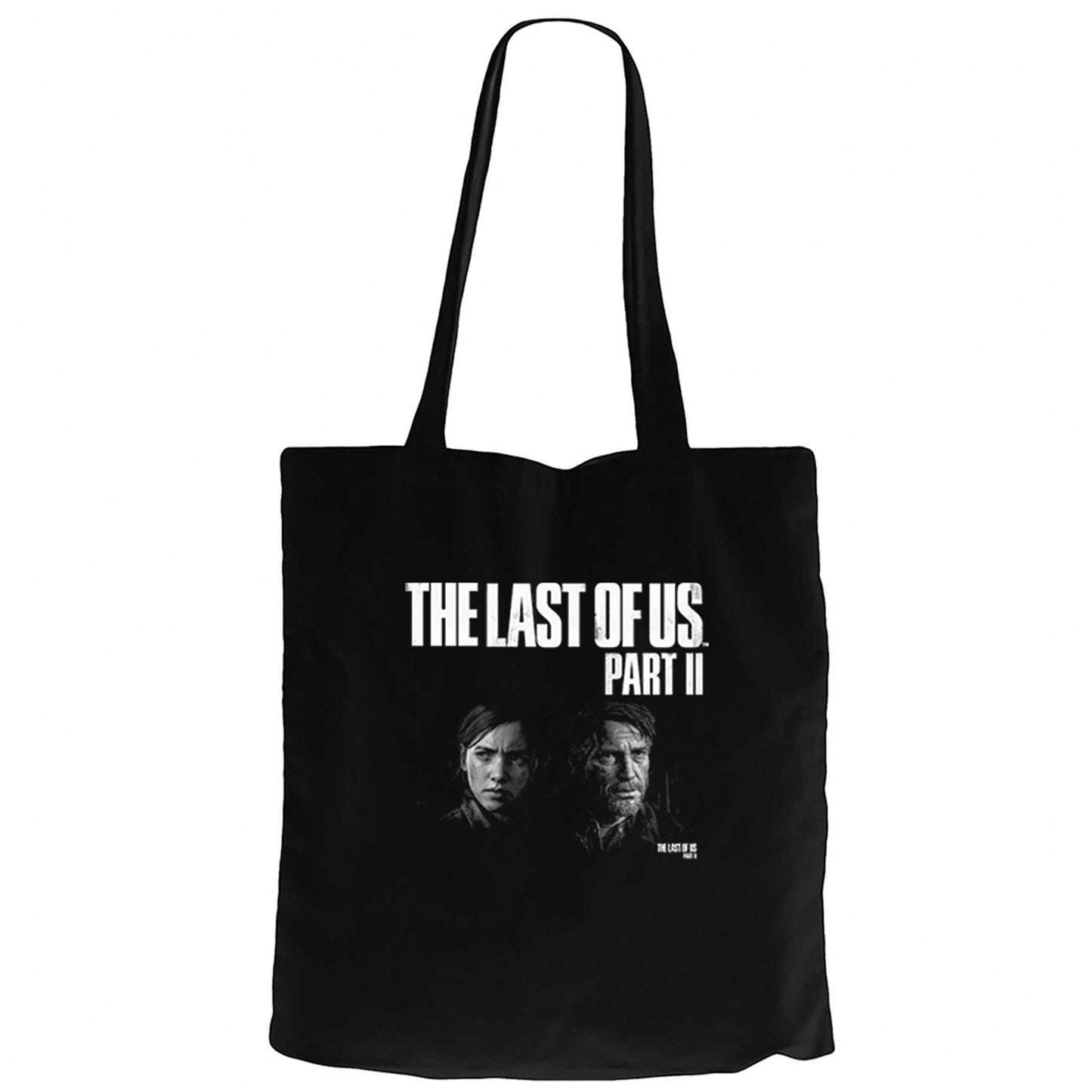 The last of Us Part 2 Ellie And Joel Poster Siyah Fermuarlı Bez Çanta Gabardin