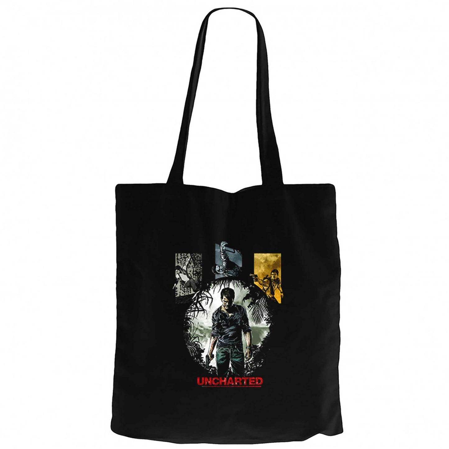 Uncharted 4 Character Siyah Fermuarlı Bez Çanta Gabardin