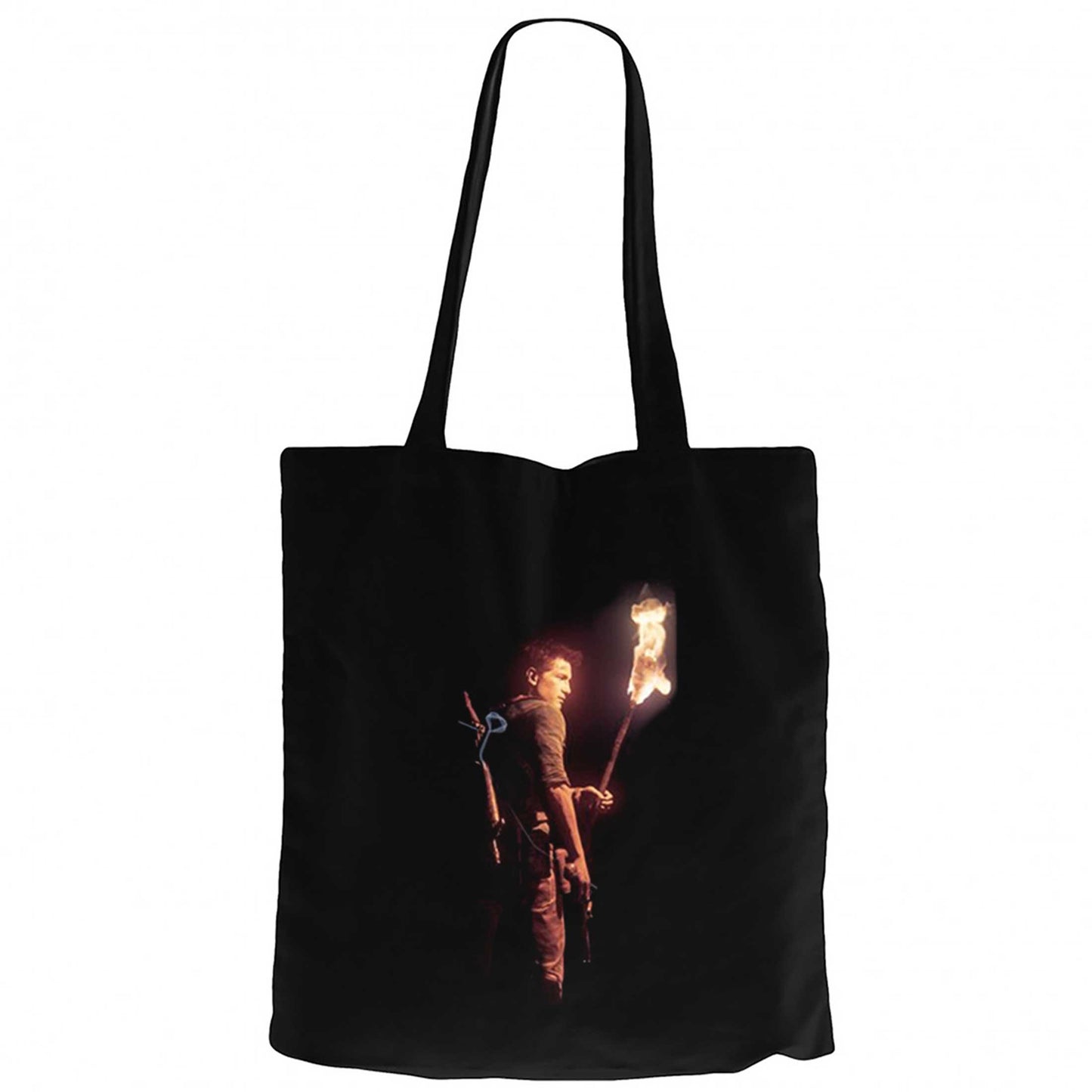 Uncharted 4 Nathan Drake Torch Siyah Fermuarlı Bez Çanta Gabardin