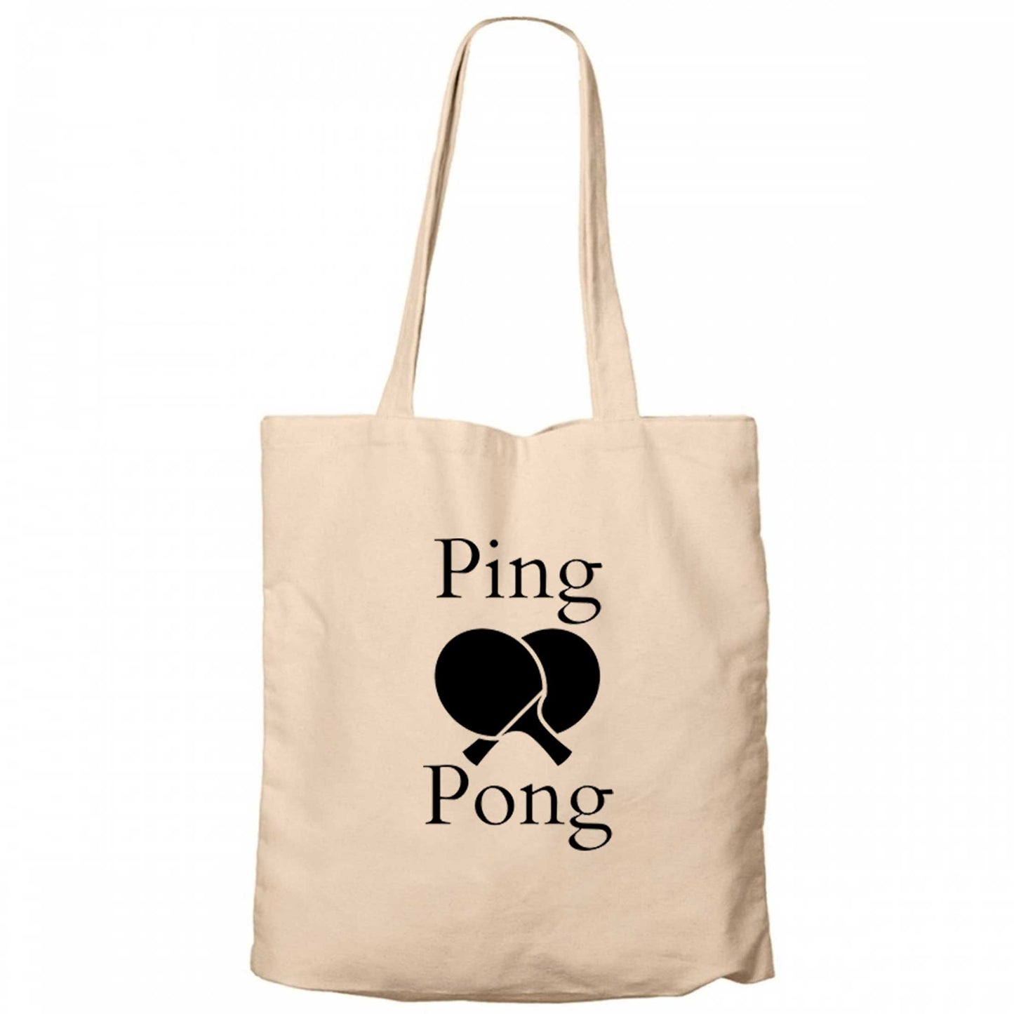 Ping Pong Racket Design Black Krem Kanvas Bez Çanta