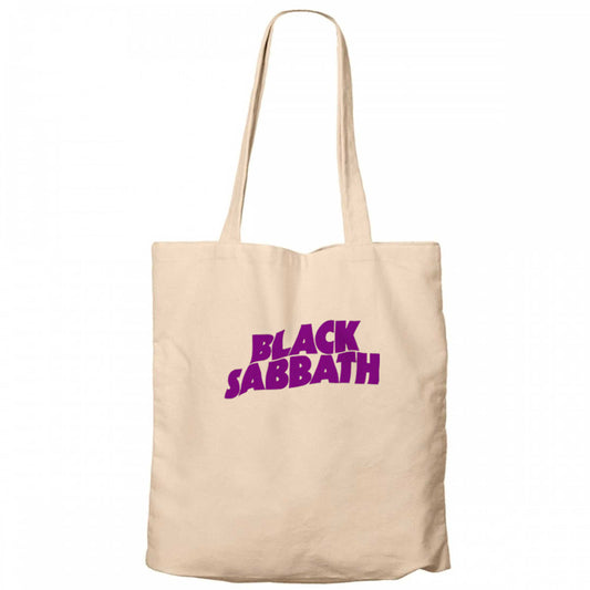 Black Sabbath Purple Yazı Krem Kanvas Bez Çanta