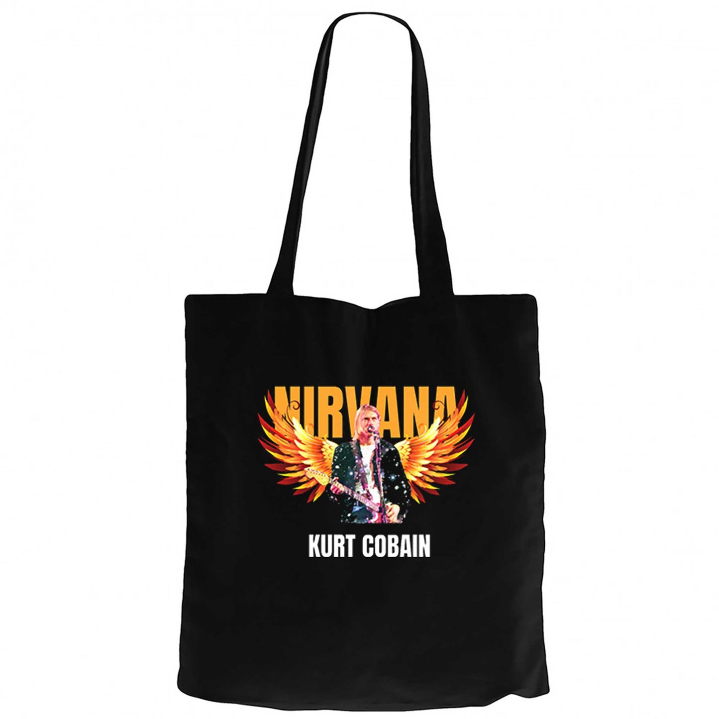 Nirvana Kurt Cobain Guitar Angel Siyah Kanvas Bez Çanta