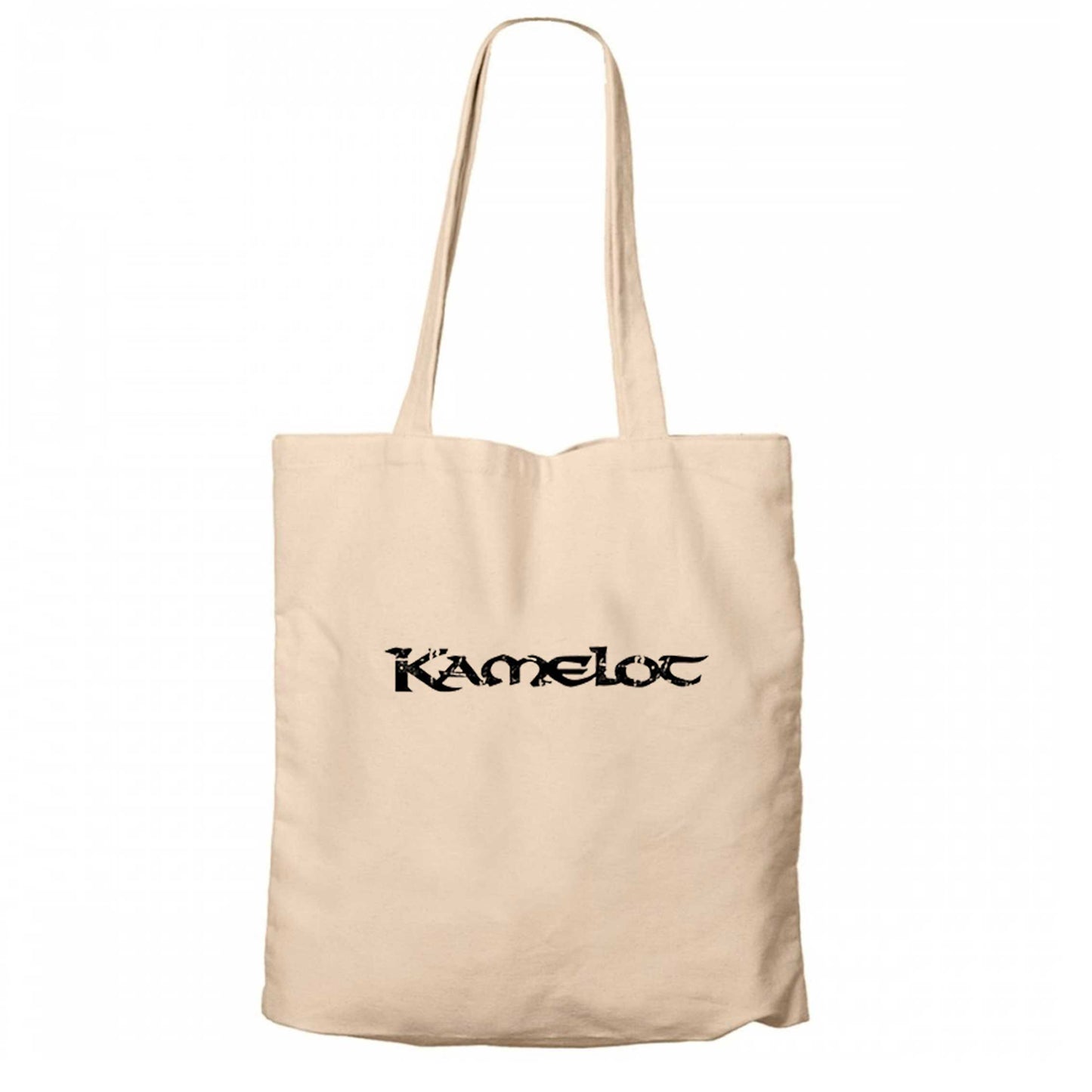 Kamelot Logo Yazı Krem Fermuarlı Bez Çanta Gabardin