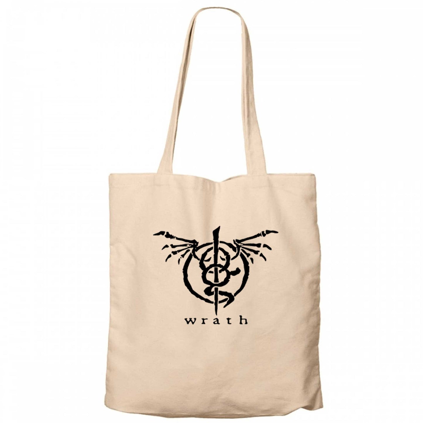 Lamb of God Wrath Logo Krem Fermuarlı Bez Çanta Gabardin